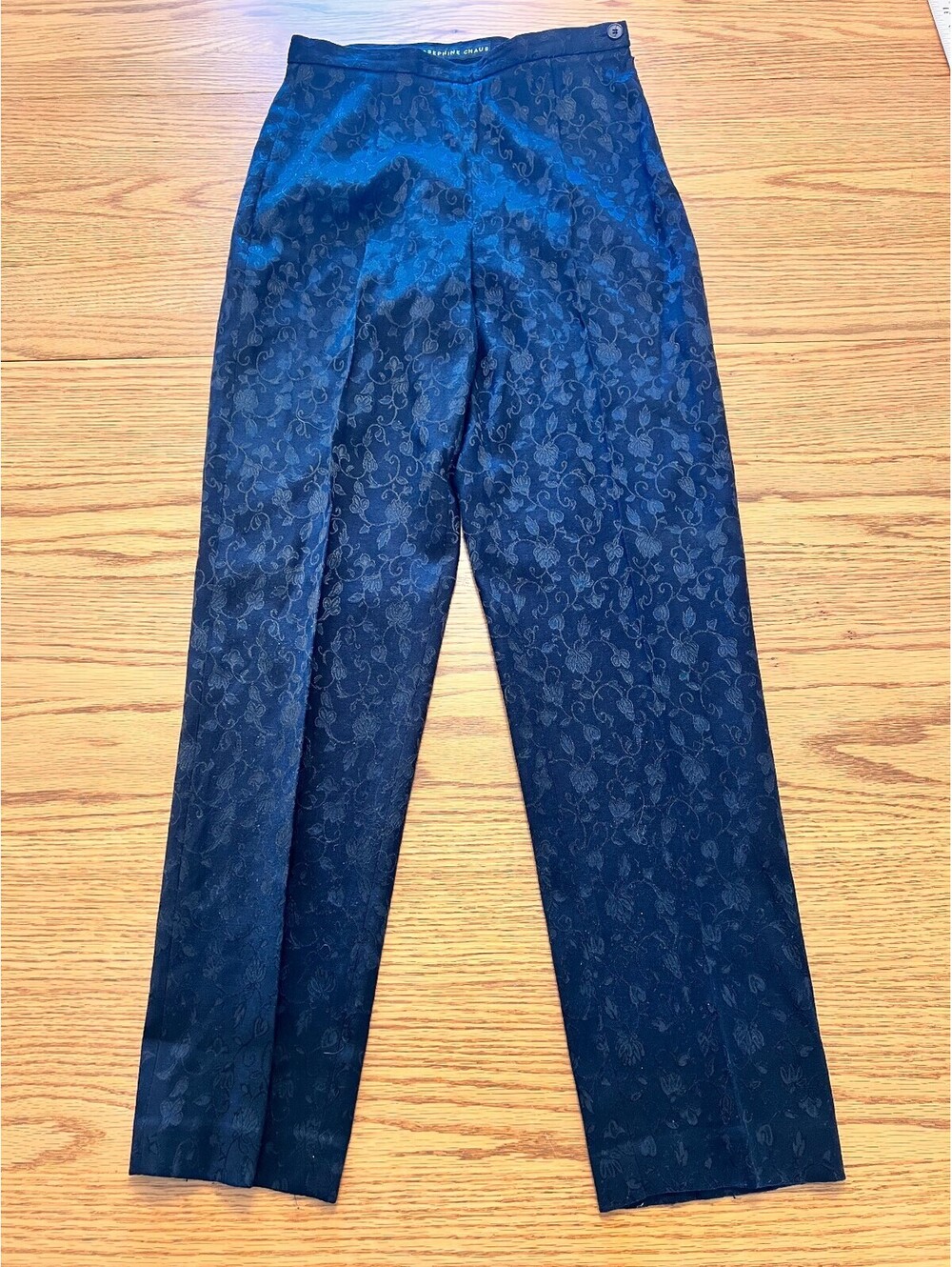 Josephine Chaus Women's Floral Jacquard Dress Pants Size 4 Black